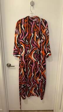 Diane von Furstenberg x Target Women's Long Satin Disco Zebra Robe